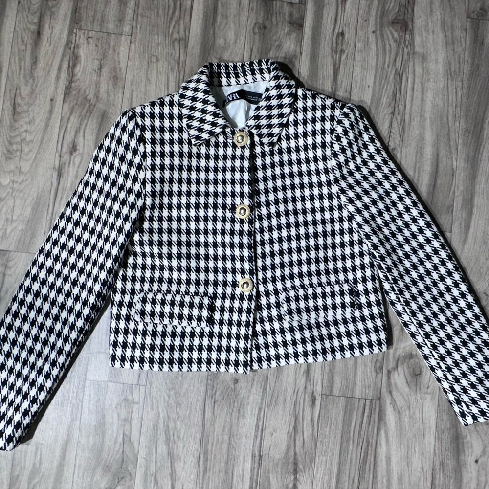 Blazer Zara houndstooth golden button .size XS. - Picture 6 of 13